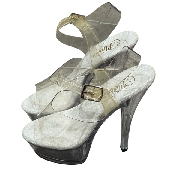 Pleaser Clear Transparent Dancer Stiletto Heels Size 6 - Picture 3 of 13